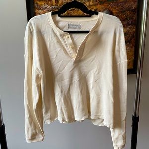 Everlane, cream, quarter button-up